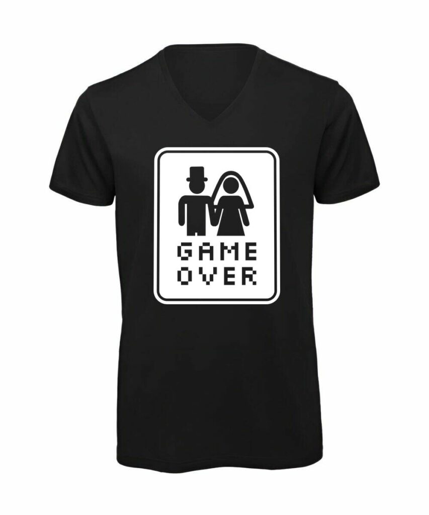 Game Over Pixel Junggesellenabschied - T-Shirt mit V-Ausschnitt