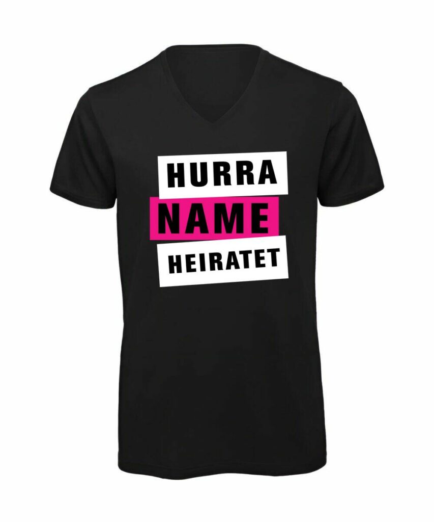 Hurra Name Heiratet Junggesellenabschied - T-Shirt mit V-Ausschnitt