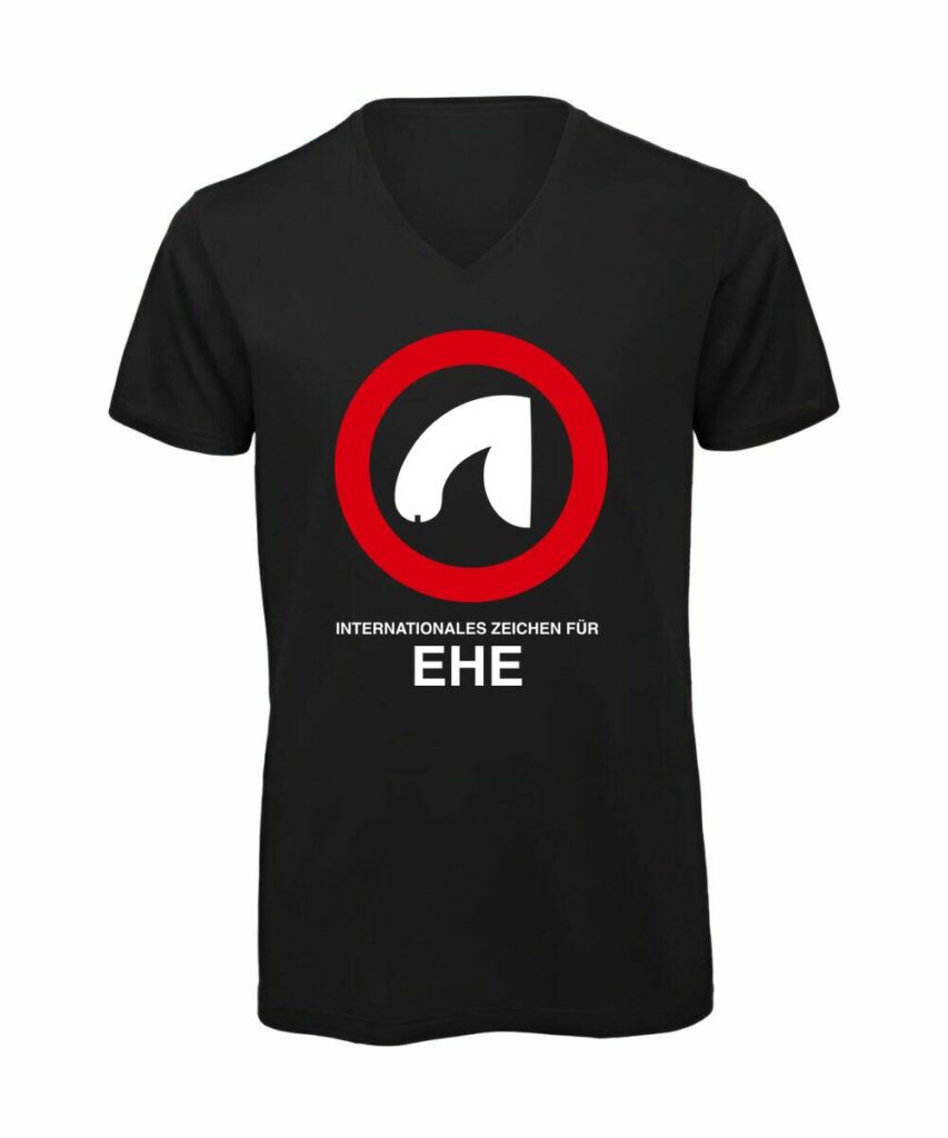 Internationales Zeichen Fuer Ehe - T-Shirt mit V-Ausschnitt