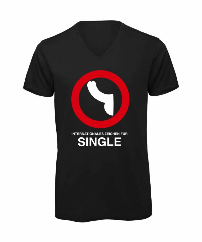 Internationales Zeichen Fuer Single - T-Shirt mit V-Ausschnitt