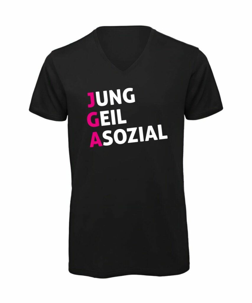 Jung Geil Asozial - T-Shirt mit V-Ausschnitt