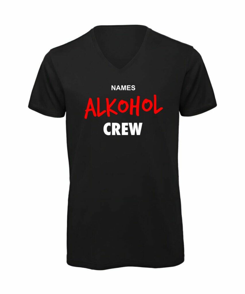 Names Alkohol Crew - T-Shirt mit V-Ausschnitt