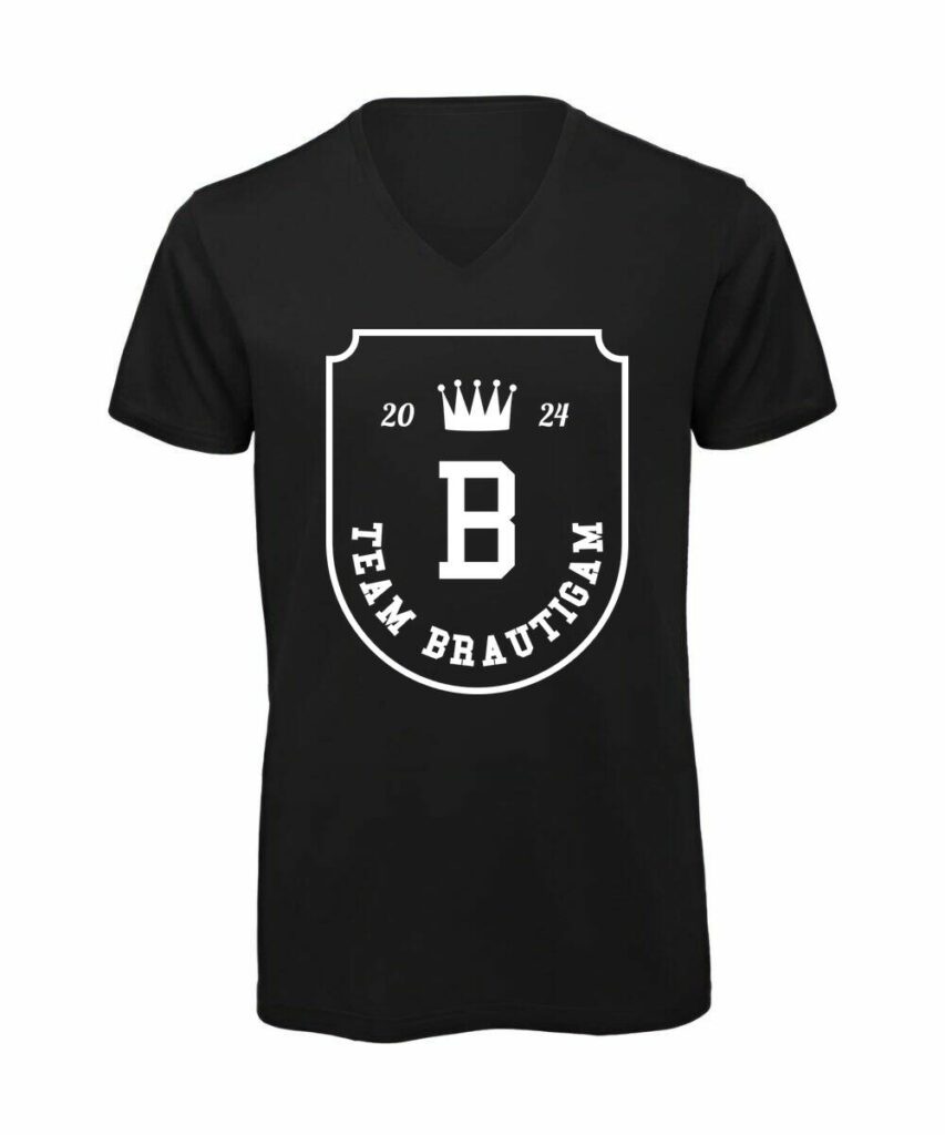 Team Braeutigam College Style Junggesellenabschied - T-Shirt mit V-Ausschnitt