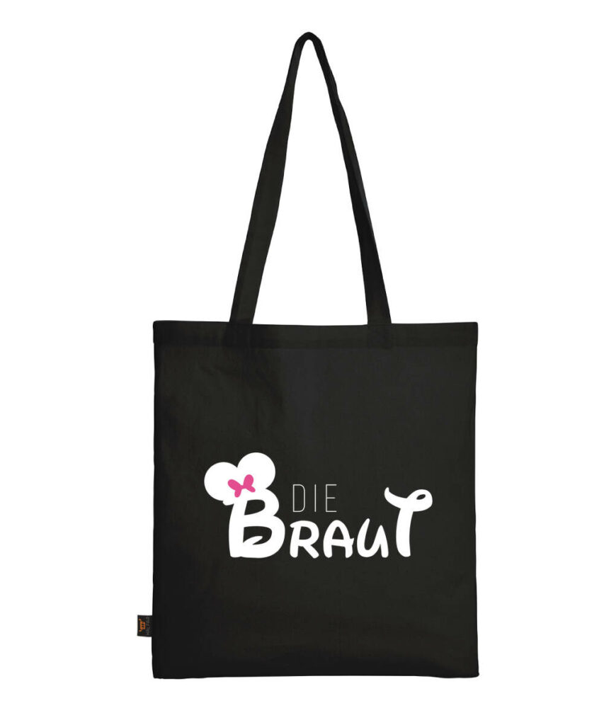 Die Braut Mrs Maus Junggesellinnenabschied Logo - Baumwolltasche lange Henkel