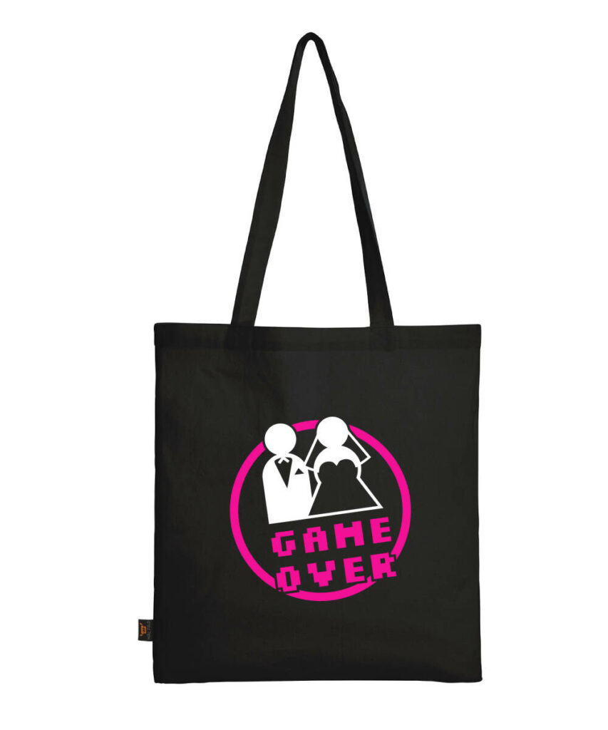 Game Over Pixel Badge Jga - Baumwolltasche lange Henkel