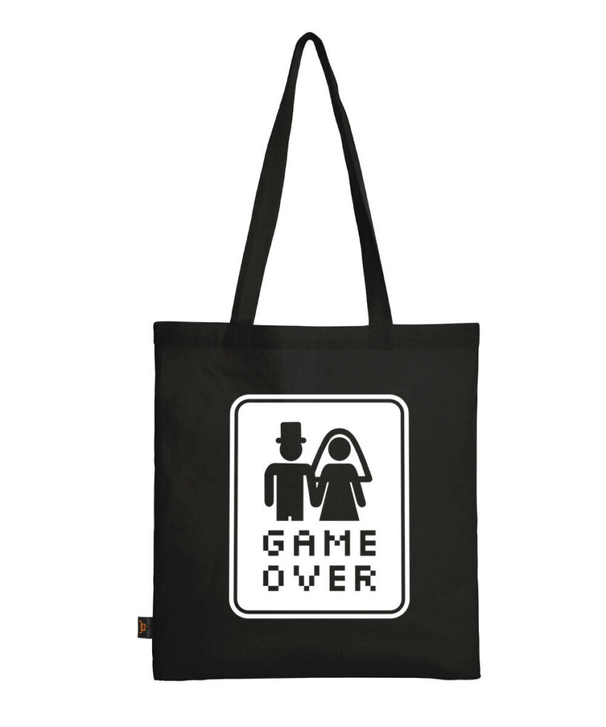 Game Over Pixel Junggesellenabschied - Baumwolltasche lange Henkel