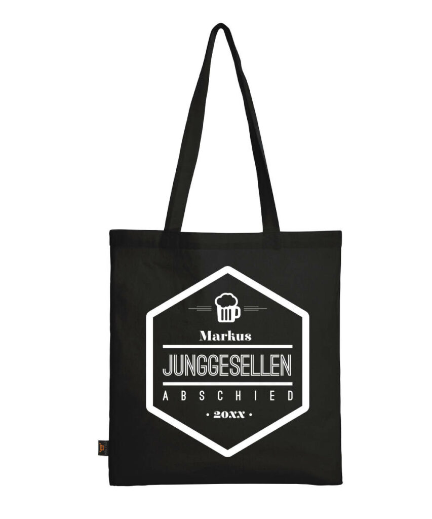 Junggesellenabschied Wappen Name Jahr - Baumwolltasche lange Henkel