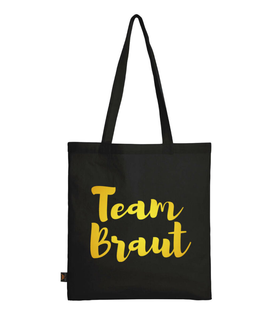 Team Braut Schreibschrift Junggesellinnenabschied–gold Edtion - Baumwolltasche lange Henkel