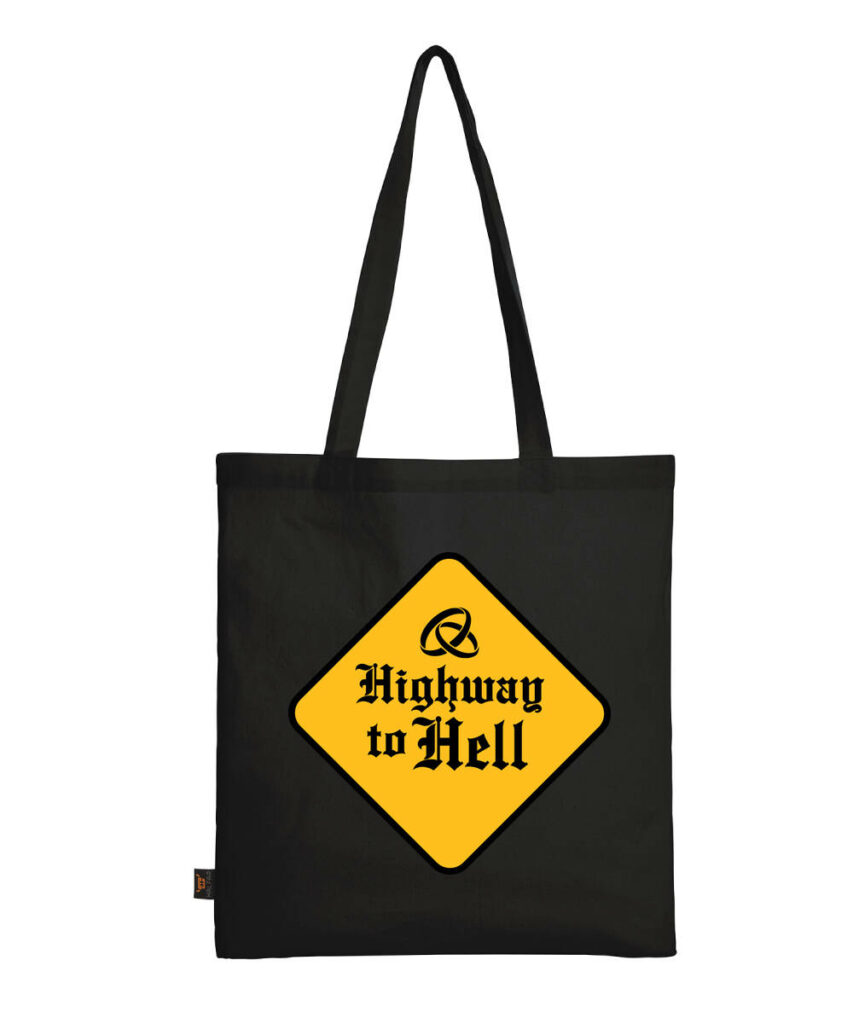 Highway_to_hell_junggesellenabschied - Baumwolltasche lange Henkel