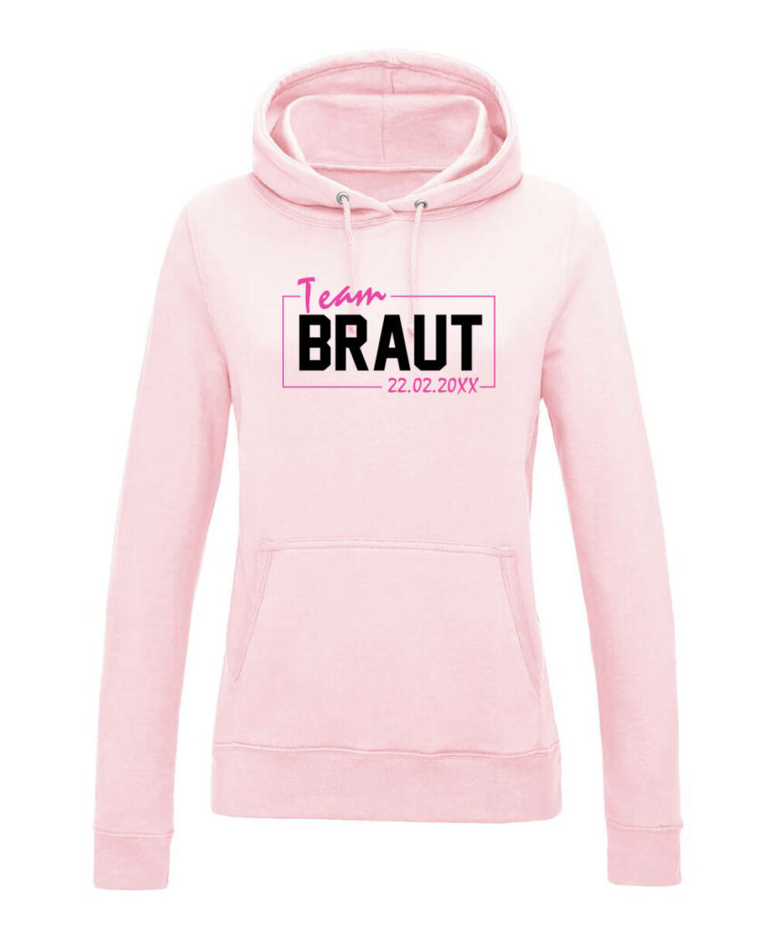 Team Braut Leuchtrahmen Personalisierbares Datum Jga Motiv - Women´s College Hoodie