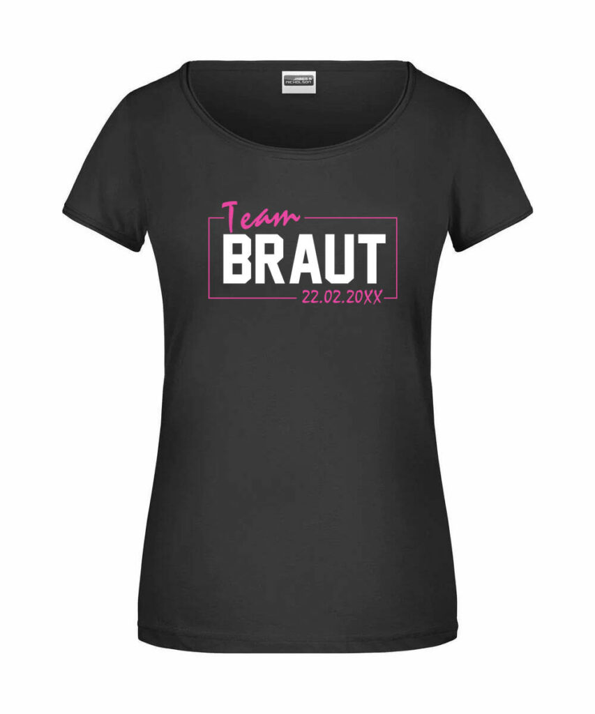 Team Braut Leuchtrahmen Personalisierbares Datum Jga Motiv - Ladies´-T JN8001