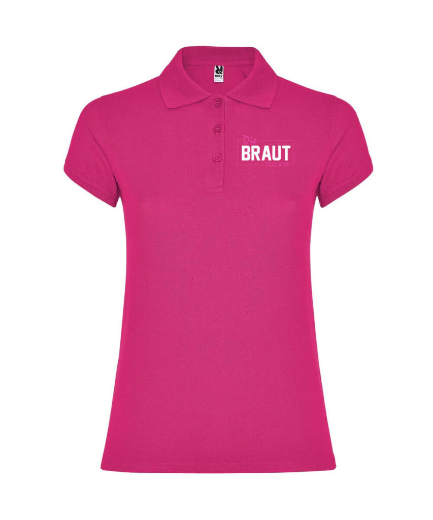 Die Braut Leuchtrahmen Personalisierbares Datum Jga Motiv - Women´s Star Poloshirt